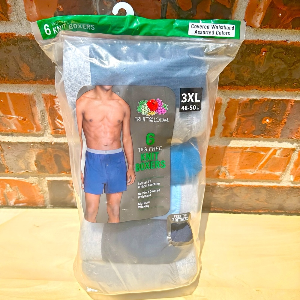 Fruit of the Loom Men’s 6-At ack Tag-Less Knit Boxers size 3XL (new)